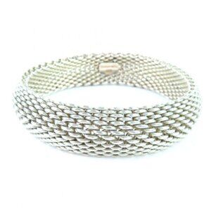 Tiffany & Co Somerset Mesh 925 Bangle Bracelet Silver